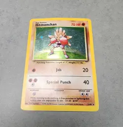 Pokemon Hitmonchan 7/102 WotC Base Set Unlimited Holo Rare - MP - Image 2