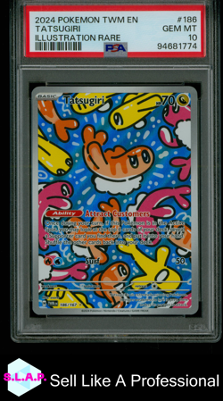 TATSUGIRI POKEMON TGC 186 2024 TWILIGHT MASQUERADE ILLUSTRATION RARE EN PSA 10 - Image 1