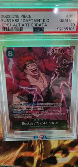 Namco One Piece Eustass "Captain" Kid Alt Art Foil OP01-051 PSA 10 - Image 1