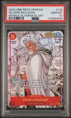 2024 ONE PIECE OP08-TWO LEGENDS MANGA ARTE ALTERNATIVA #118 ARGENTO RAYLEIGH PSA - Image 1