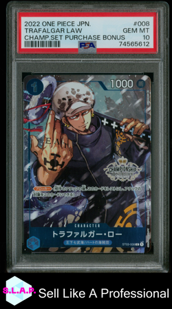 TRAFALGAR LAW ONE PIECE 8 2022 CHAMP. SET HOLO GEM MINT JAPANESE PSA 10 - Image 1