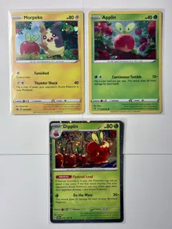 Pokemon Card Lot - Applin Dipplin Morpeko X3 Cosmos Holo Card Lot NM - A35 - Image 1