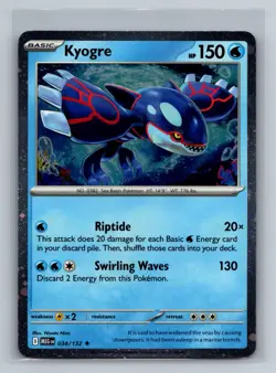 Kyogre Holo Rare ME01: Mega Evolution MEG Water 034/132 Pokemon Card TCG - Image 1