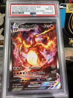 POKEMON CARD CHARIZARD VMAX FULL ART 261 BLACK STAR PROMO #261 UPC GRADED PSA 8 - Image 2