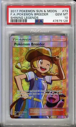 PSA 10 GEM MINT Pokemon Breeder Full Art Shining Legends #73 Holo Rare Card - Image 1