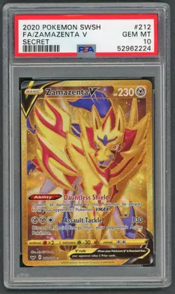 Pokemon Cards - PSA 10 Zamazenta V 212/202 - Secret Sword & Shield - GEM MT - Image 1