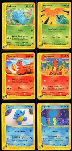 Pokemon EXPEDITION - 6 Nonholo Cards Bundle - ENG - All 1st Gen Starters - Image 1