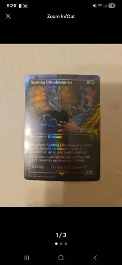 Magic: The Gathering Spitting Dilophosaurus Foil Rare Black Jurassic World - Image 2