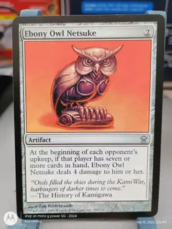 Ebony Owl Netsuke - Saviors of Kamigawa - LP Ex Condition - MTG 154/165 - Image 1