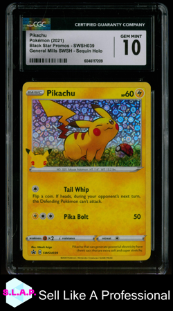 PIKACHU - HOLO POKEMON 39 2021 BLACK STAR PROMOS GEM MINT EN CGC 10 - Image 1
