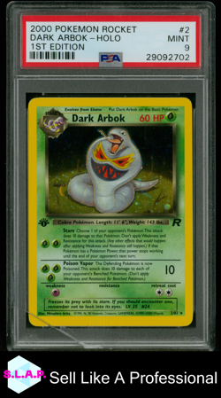 DARK ARBOK POKEMON TGC 2 2000 TEAM ROCKET 1ST EDITION HOLO ENGLISH PSA 9 - Image 1