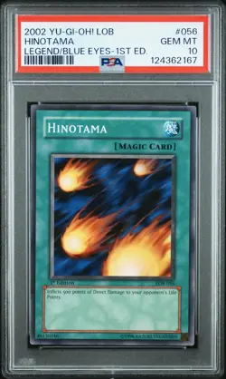 2002 YU-GI-OH! LOB-LEGEND OF BLUE EYES WHITE DRAGON 1ST ED #056 HINOTAMA PSA 10 - Image 1