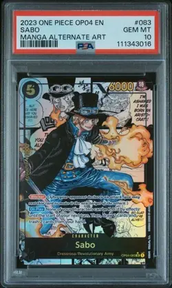 2023 ONE PIECE OP04-KINGDOMS OF INTRIGUE MANGA ARTE ALTERNATIVA #083 SABO PSA 10 - Image 1