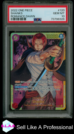 SHANKS ONE PIECE 120 2022 ROMANCE DAWN HOLO GEM MINT ENGLISH PSA 10 - Image 1
