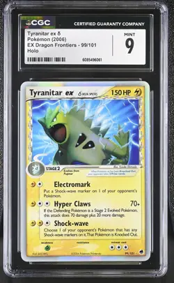 CGC 9 MINT Tyranitar ex 2006 EX Dragon Frontiers 99/101 Holo Pokemon Card - Image 1