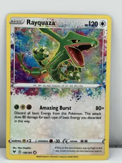 Pokemon TCG SWSH Rayquaza Card 138/185 Vivid Voltage Rare, Near Mint Condition - Image 1