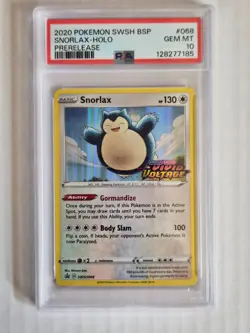 2020 Pokemon SWSH Black Star Pre-Release Promo Snorlax-Holo #68 PSA 10 GEM MINT - Image 1