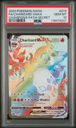 Pokemon 2020 Charizard VMAX 74/73 Champions Path Secret Rare Holo PSA 10 - Image 1