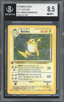 1999 Pokemon GERMAN 1st Edition Base Set Raichu Holo 14/102 BGS 8.5 NM-MT + - Image 1