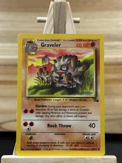 Pokemon Fossil Uncommon Graveler #37/62 Lightly played - Image 1
