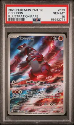 2023 POKEMON PAR EN-PARADOX RIFT ILLUSTRATION RARE #199 GROUDON PSA 10 - Image 1