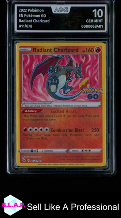 RADIANT CHARIZARD POKEMON 011/078 2022 POKEMON GO GEM MINT EN AOG 10 - Image 1