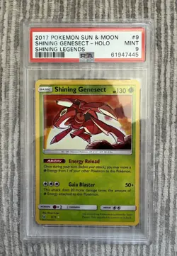 2017 POKEMON SUN & MOON SHINING LEGENDS #9 SHINING GENESECT-HOLO PSA 9 - Image 1