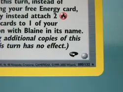 Blaine 100/132 Rare Trainer Gym Challenge Pokemon Card 1st Edition - Near Mint - Image 5