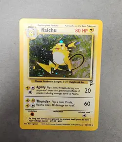 Raichu 16/130 Pokemon Base Set 2 Holo Rare Card Swirl 🌀 - Image 1