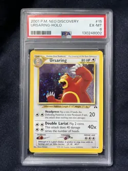 Pokemon TCG Ursaring Neo Discovery 15 Holo Unlimited Rare Card PSA 6 - Image 1