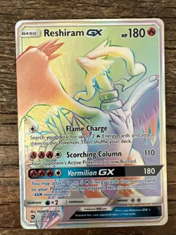 Pokemon TCG Reshiram GX Dragon Majesty Holo Card 71/70 Secret Rare - Image 1