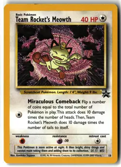 Team Rocket's Meowth ⭐ 18 Holo Promo Wizards Black Star 1999 Pokemon NM/LP - Image 1