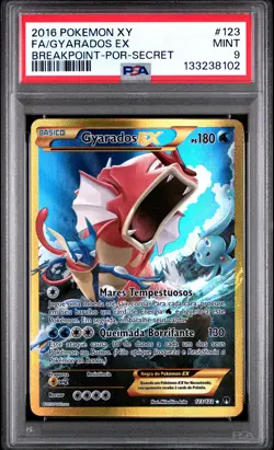 2016 POKEMON XY BREAKPOINT PORTUGUESE-SECRET #123 FULL ART/GYARADOS EX PSA 9 - Image 1