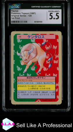 TAUROS POKEMON TOPSUN #128 1997 ORIGINAL SERIES - 1ST PRINT NON HOLO JAP CGC 5.5 - Image 1