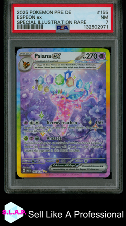 ESPEON EX SPECI4L ILL. RARE POKEMON GERMAN PRE DE 2025 155 PSA 7 - Image 1