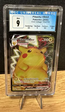 Pikachu VMAX Full Art Pokemon Vivid Voltage 044/185 CGC 9 Mint - Image 1
