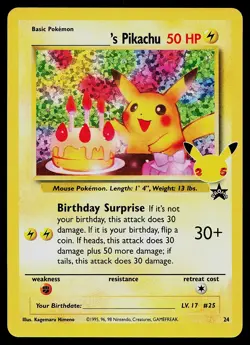 Pokemon Card - Birthday Pikachu Celebrations Classic Collection 24/53 Holo - Image 1