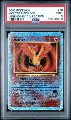2002 POKEMON LEGENDARY COLLECTION #30 MOLTRES-REVERSE FOIL PSA 9 - Image 1