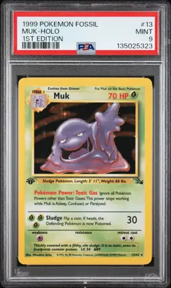 1999 POKEMON FOSSIL 1ST ED #13 MUK-HOLO PSA 9 - Image 1