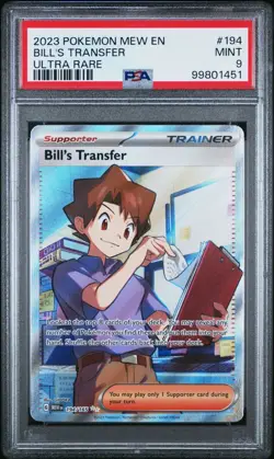 BILL'S TRANSFER - ULTRA RARE 2023 POKEMON MEW EN-151 194 - PSA 9 - Image 1
