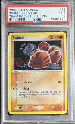2004 Pokemon EX Team Rocket Returns 79 Swinub Reverse PSA 9 Mint - Image 1
