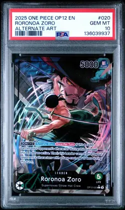 PSA 10 - 2025 ONE PIECE OP12-LEGACY OF THE MASTER 020 RORONOA ZORO ALT ART (EN) - Image 1