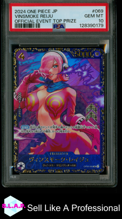 VINSMOKE REIJU OFFICIAL EVENT TOP PRIZE ONE PIECE JAP PROMOS 2024 069 PSA 10 - Image 1
