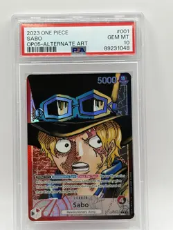 One Piece Sabo OP05-001 Alternate Art PSA 10 GEM MINT Leader Card OP-05 AA - Image 1