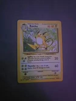 Pokemon TCG Base Set Raichu Holo Card 14/102 Unlimited Holo Rare - Image 1