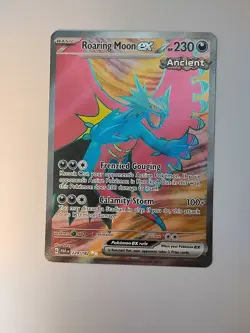 Pokemon TCG Roaring Moon EX Full Art Holo Ultra Rare Card 229/182 Paradox Rift - Image 1