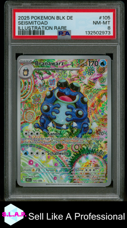 SEISMITOAD ILLUSTRATION RARE POKEMON GERMAN BLK DE-BLACK BOLT 2025 105 PSA 8 - Image 1