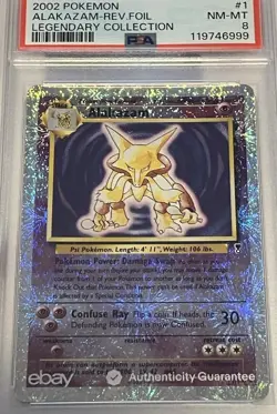 2002 Pokemon PSA 8 Alakazam Reverse Foil Legendary Collection - Image 1