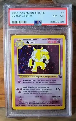 Pokemon TCG WOTC Hypno 8/62 Fossil Set Holo Rare NM-MINT PSA 8 - Image 1