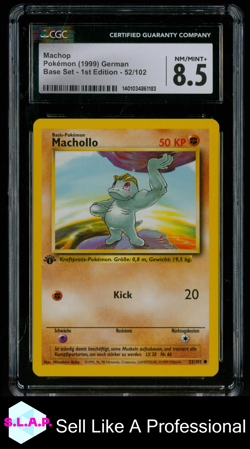 MACHOP BASE SET 1ST EDITION 52/102 POKEMON CGC 8 - Image 1